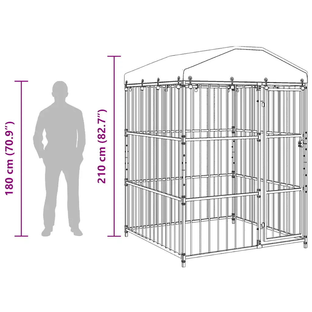 Canil de exterior com telhado 150x150x210 cm