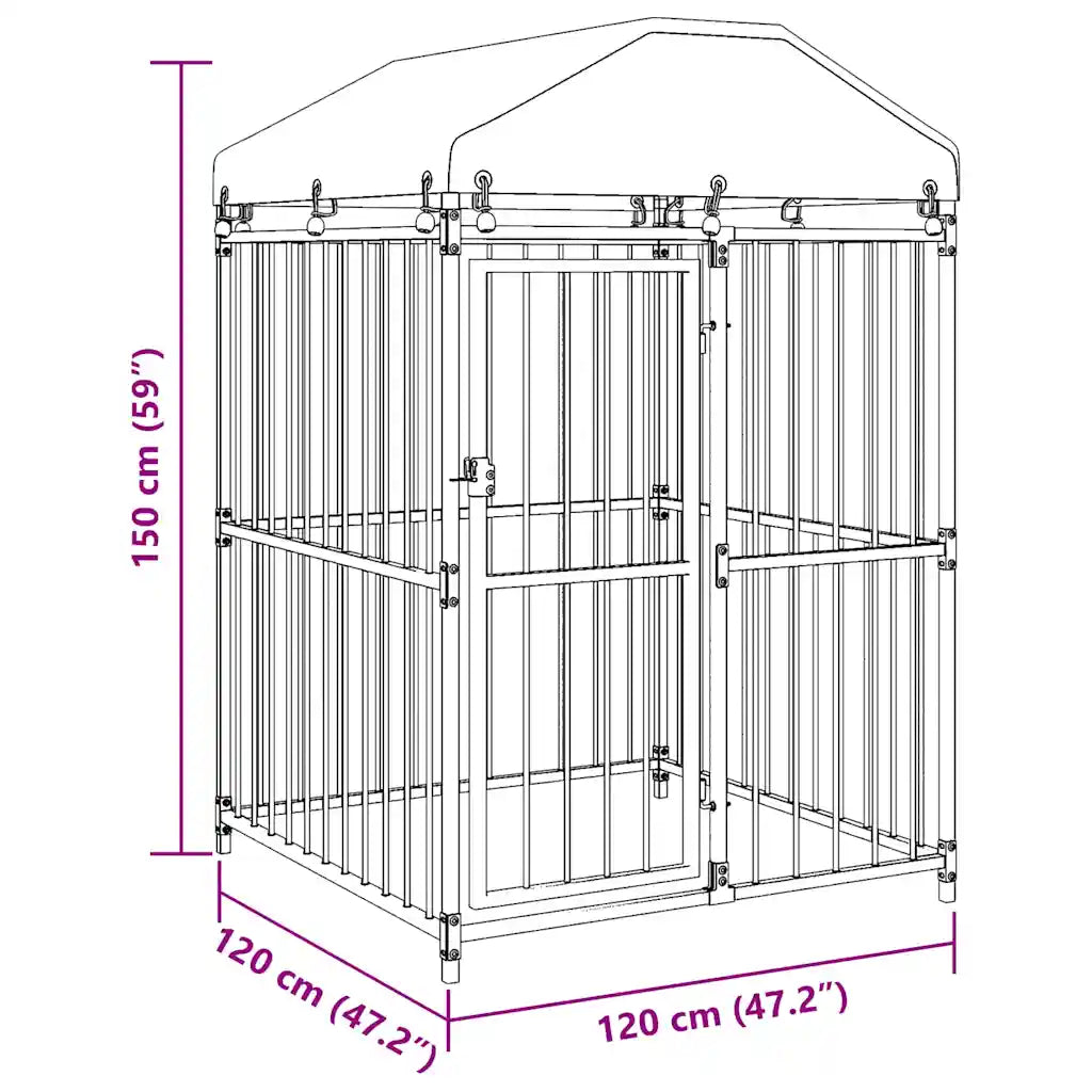 Canil de exterior com telhado 120x120x150 cm