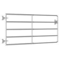 vidaXL Portão para campo 5 barras aço (95-170)x90 cm prateado