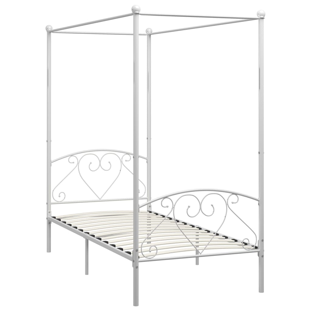 vidaXL Estrutura de cama com dossel metal branco 90x200 cm