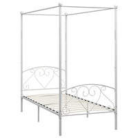 vidaXL Estrutura de cama com dossel metal branco 90x200 cm
