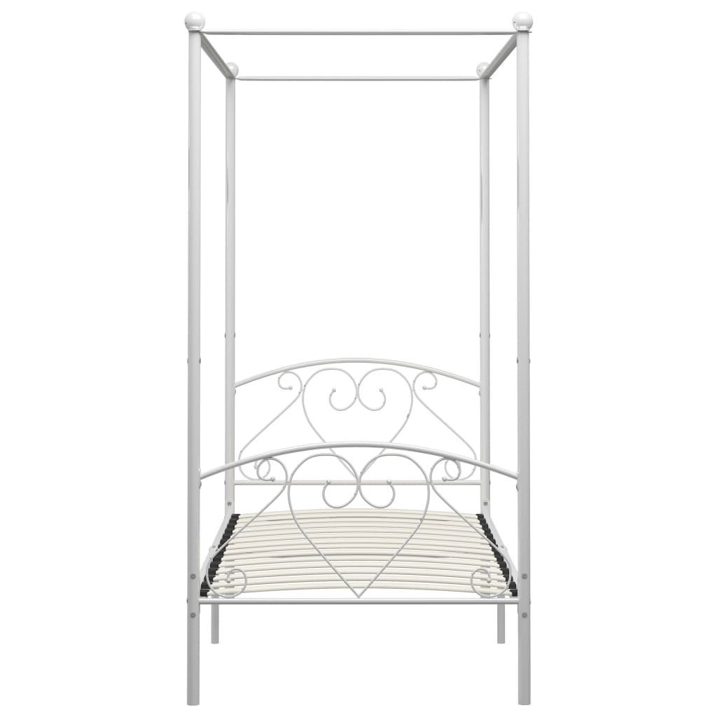 vidaXL Estrutura de cama com dossel metal branco 90x200 cm