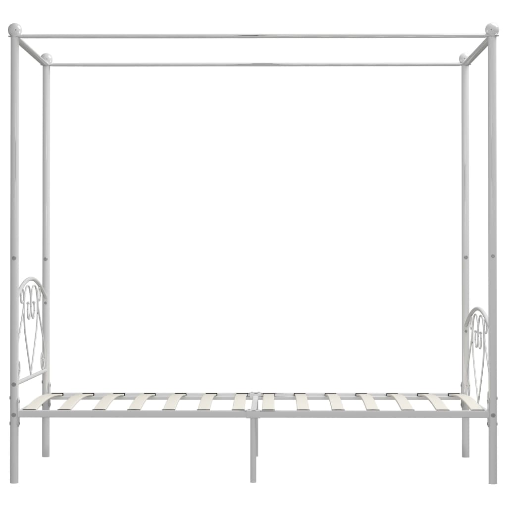 vidaXL Estrutura de cama com dossel metal branco 90x200 cm