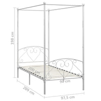 vidaXL Estrutura de cama com dossel metal branco 90x200 cm