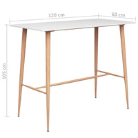 vidaXL Mesa de bar 120x60x105 cm branco