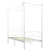 vidaXL Estrutura de cama com dossel metal branco 90x200 cm