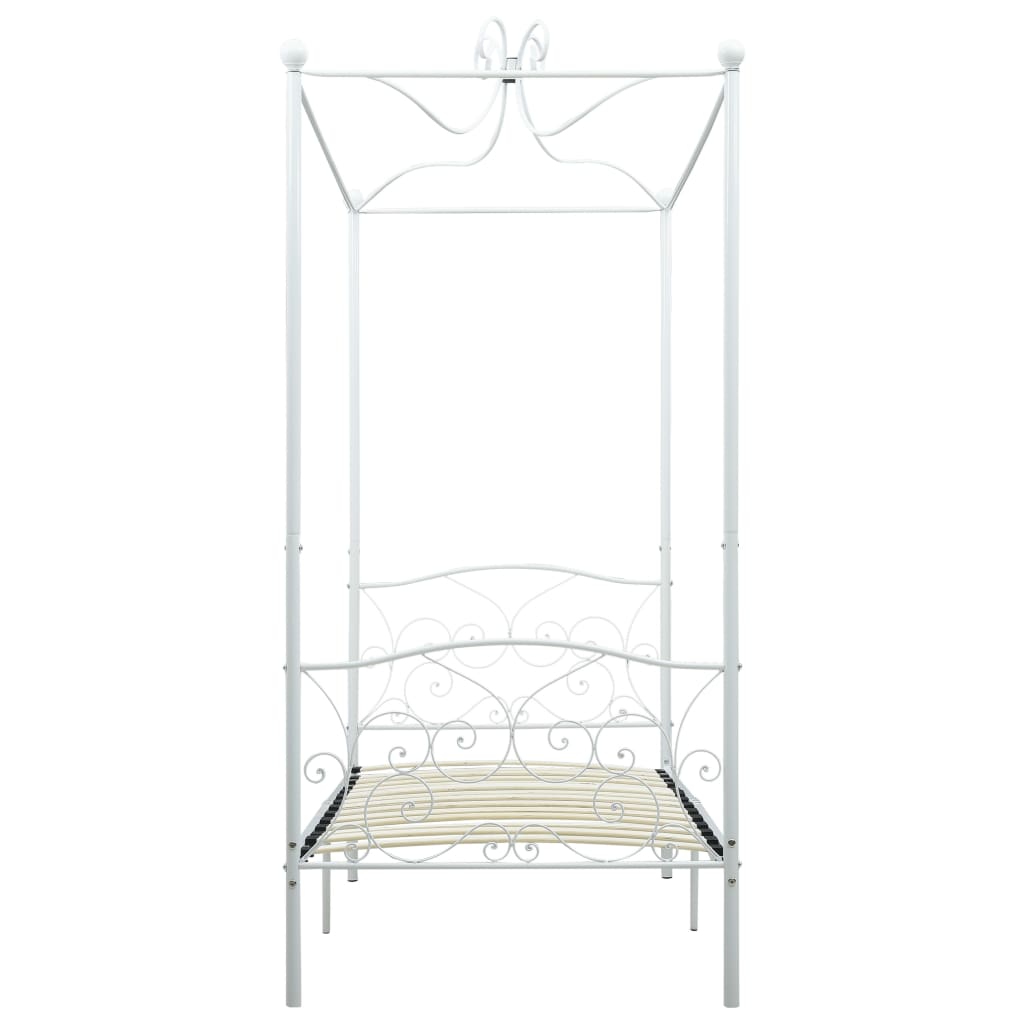 vidaXL Estrutura de cama com dossel metal branco 90x200 cm