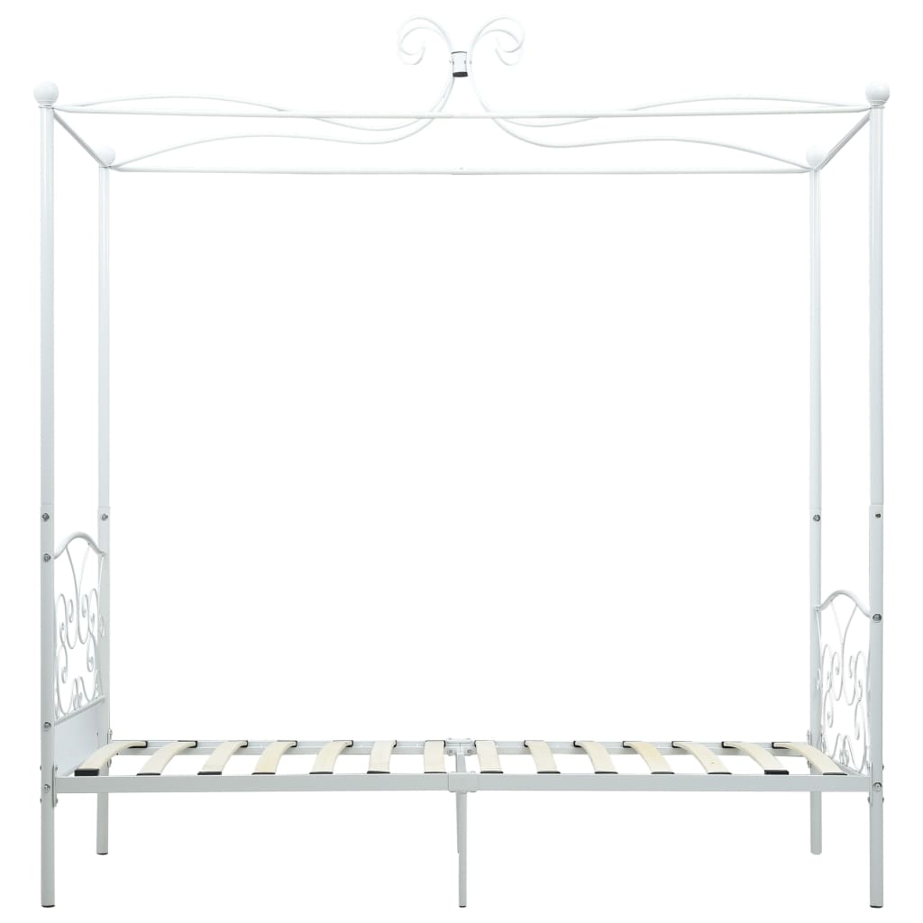 vidaXL Estrutura de cama com dossel metal branco 90x200 cm
