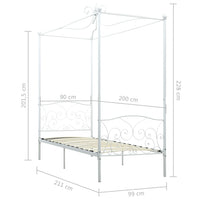 vidaXL Estrutura de cama com dossel metal branco 90x200 cm