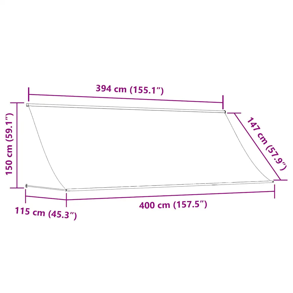 Toldo retrátil 400x150 cm laranja e castanho