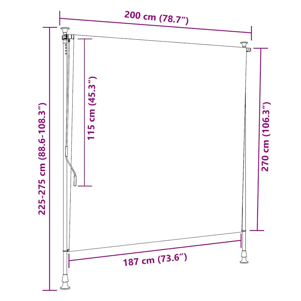 Estore de rolo para exterior 200x270 cm