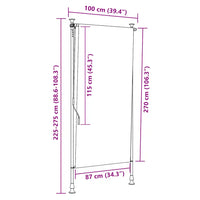 Estore de rolo para exterior 100x270 cm