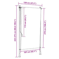Estore de rolo para exterior 120x270 cm