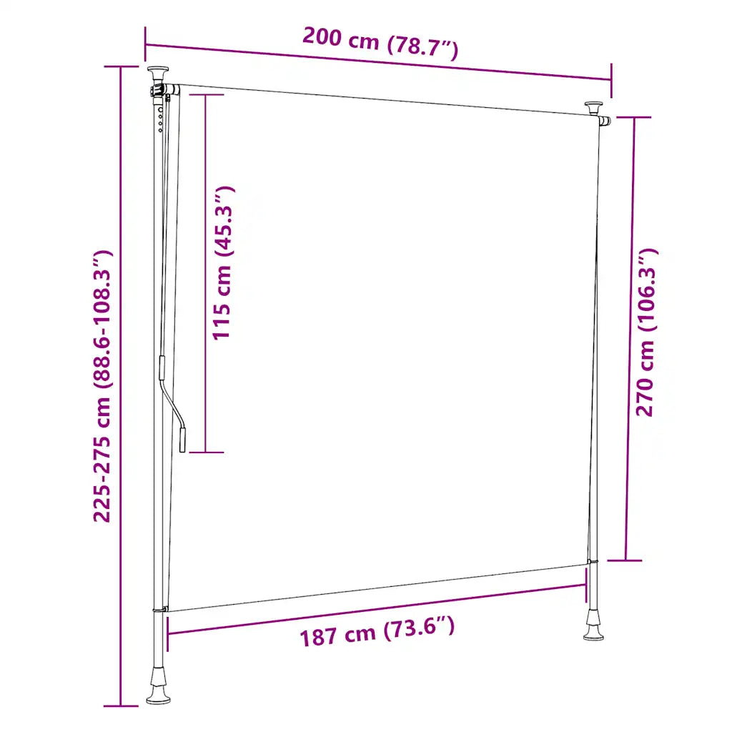 Estore de rolo para exterior 200x270 cm