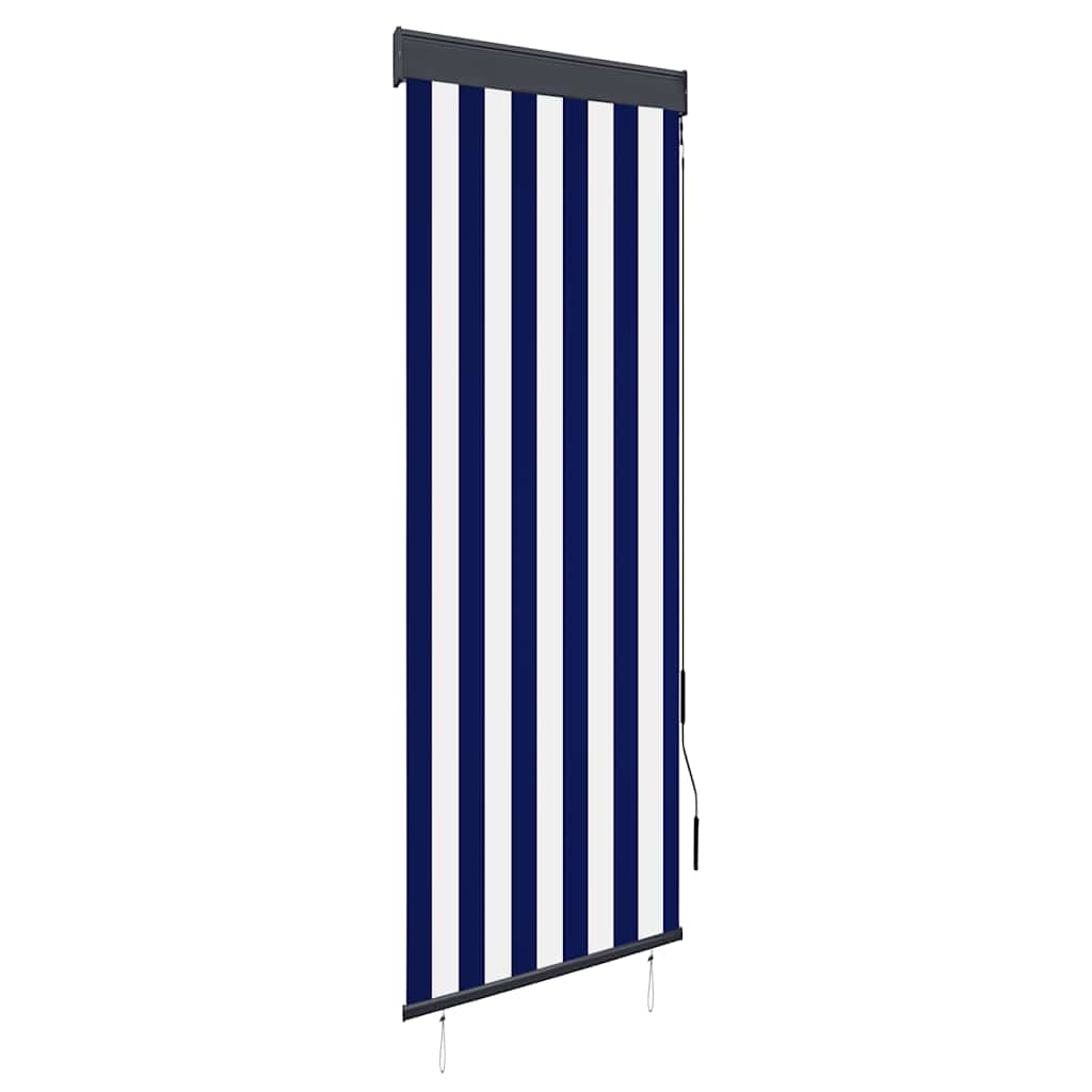 vidaXL Estore de rolo para exterior 60x250 cm azul e branco