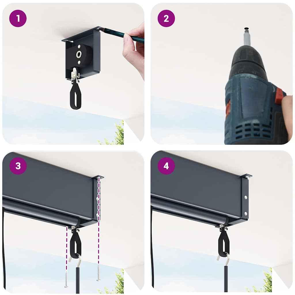 vidaXL Estore de rolo para exterior 60x250 cm azul e branco