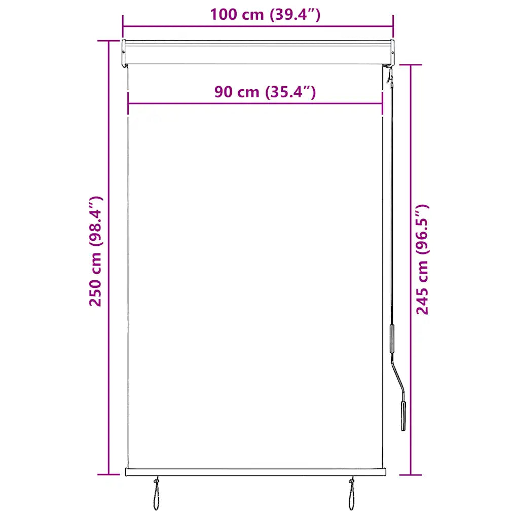Estore de rolo para exterior 100x250 cm amarelo e azul