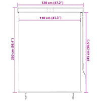 Estore de rolo para exterior 120x250 cm branco e