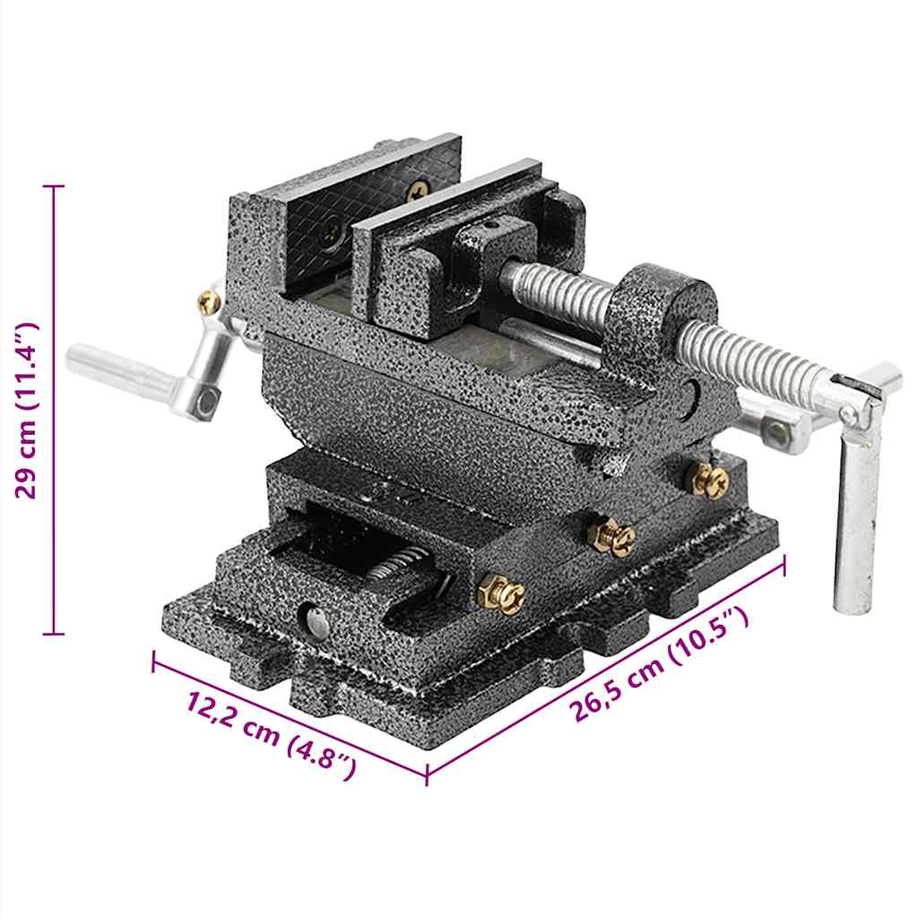 vidaXL Torno-prensa manual com corrediça transversal 70 mm