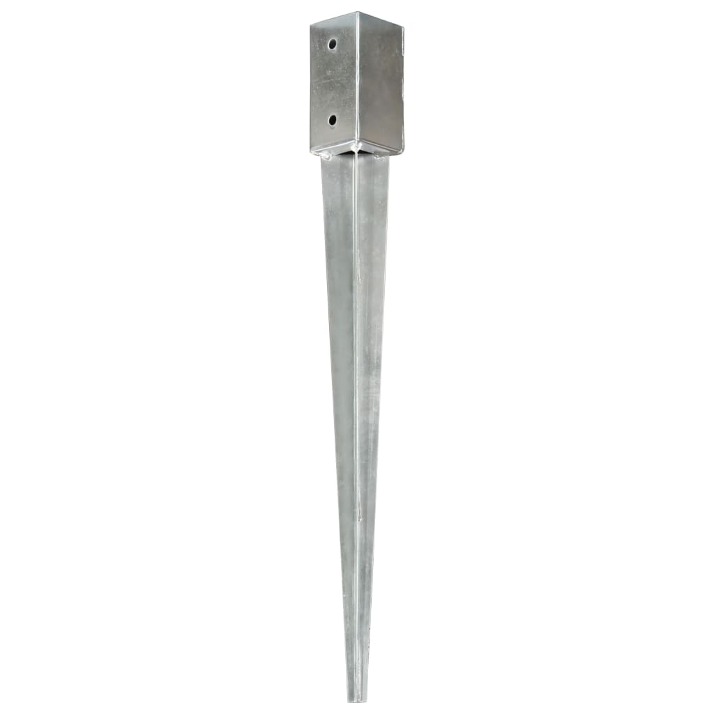 vidaXL Estacas de enterrar 2 pcs 7x7x75 cm aço galvanizado prateado