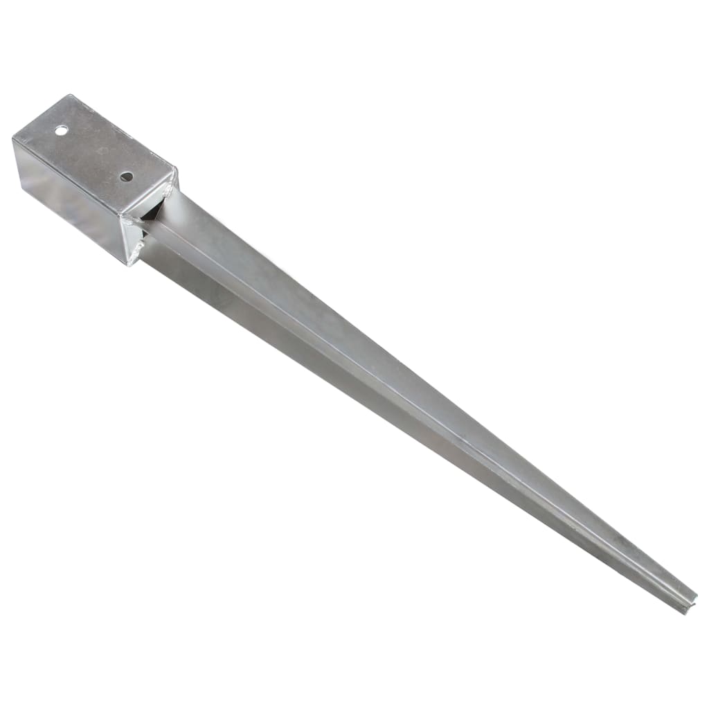 vidaXL Estacas de enterrar 2 pcs 7x7x75 cm aço galvanizado prateado
