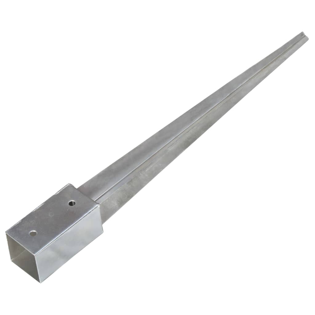 vidaXL Estacas de enterrar 2 pcs 7x7x75 cm aço galvanizado prateado
