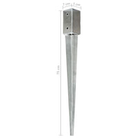 vidaXL Estacas de enterrar 2 pcs 7x7x75 cm aço galvanizado prateado