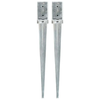 Estacas de enterrar 2 pcs 8x8x76 cm aço galvanizado prateado