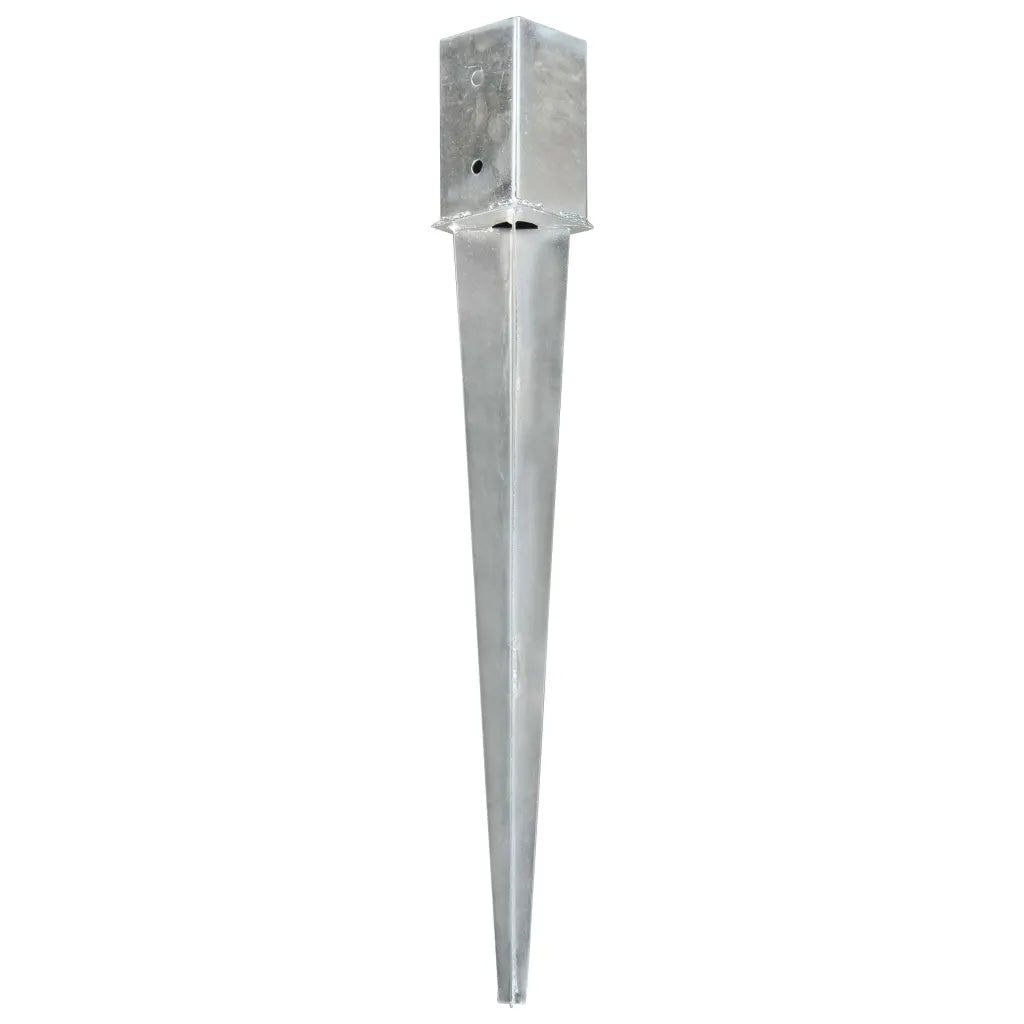 Estacas de enterrar 2 pcs 8x8x76 cm aço galvanizado prateado