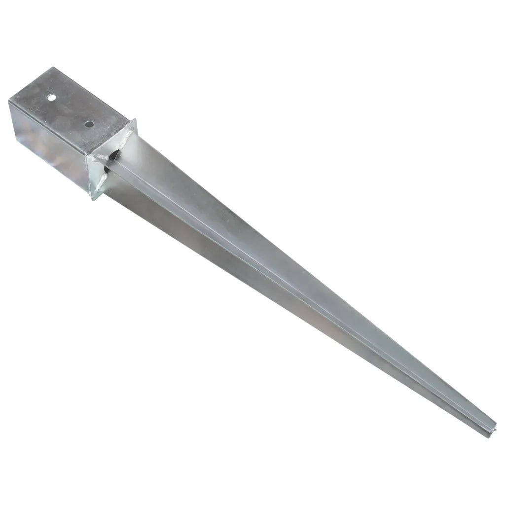Estacas de enterrar 2 pcs 8x8x76 cm aço galvanizado prateado