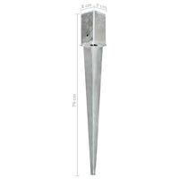 Estacas de enterrar 2 pcs 8x8x76 cm aço galvanizado prateado