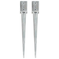 Estacas de enterrar 2 pcs 9x9x75 cm aço galvanizado prateado