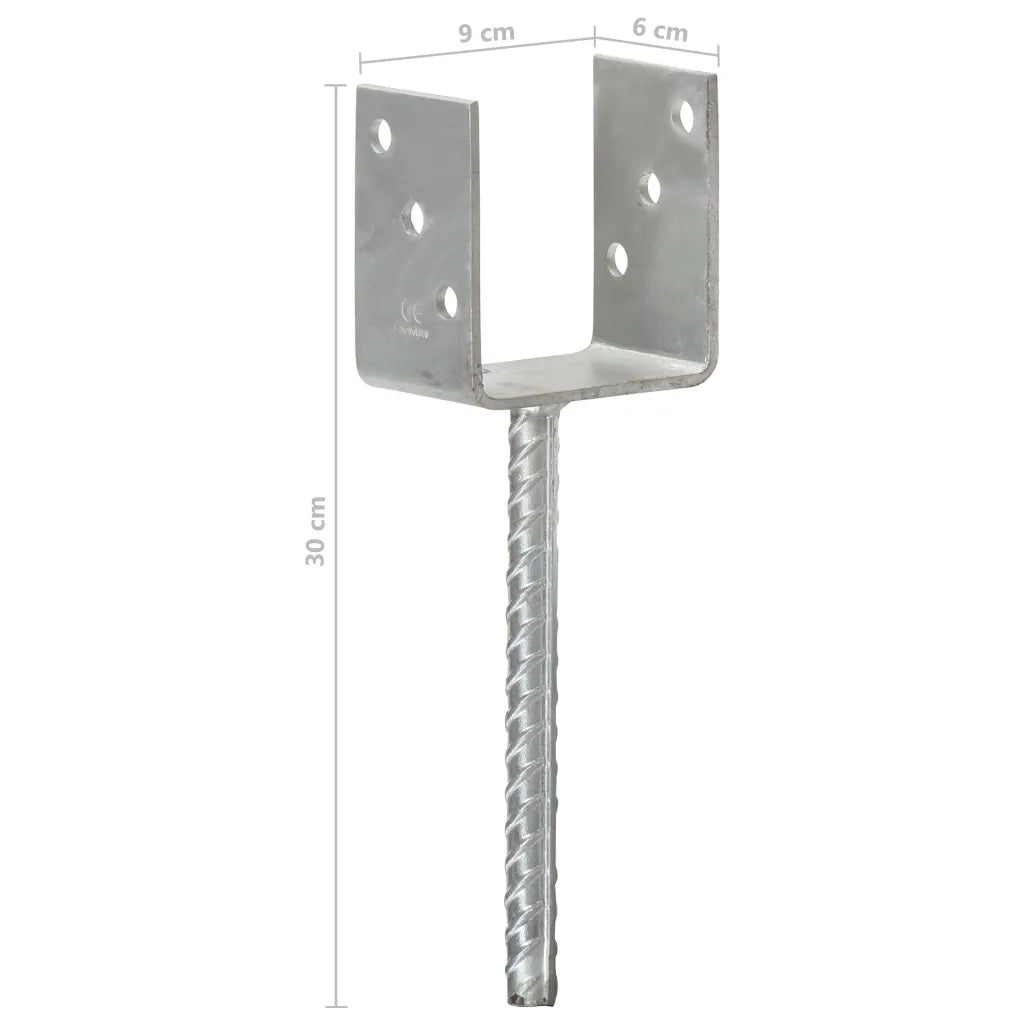 Âncoras de vedação 6 pcs 9x6x30 cm aço galvanizado prateado