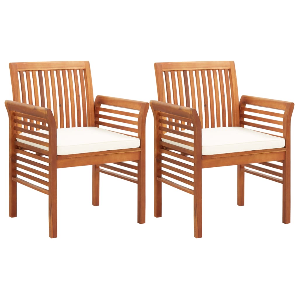 vidaXL 3 pcs conjunto de jantar exterior c/ almofadões acácia maciça