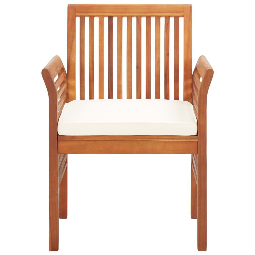 vidaXL 3 pcs conjunto de jantar exterior c/ almofadões acácia maciça