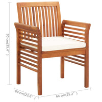 vidaXL 3 pcs conjunto de jantar exterior c/ almofadões acácia maciça