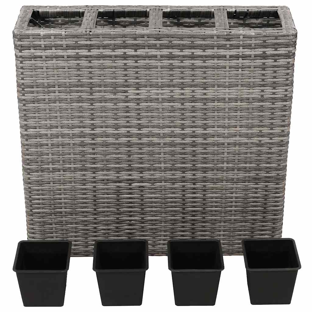 vidaXL Floreiras de jardim com 4 vasos 2 pcs vime PE cinzento