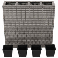 vidaXL Floreiras de jardim com 4 vasos 2 pcs vime PE cinzento