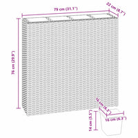 vidaXL Floreiras de jardim com 4 vasos 2 pcs vime PE cinzento