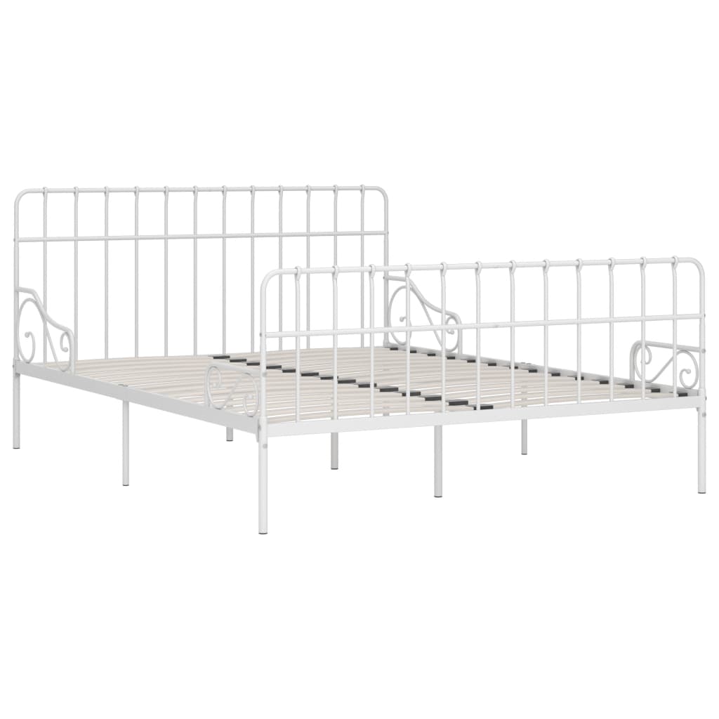 vidaXL Estrutura de cama com estrado de ripas 90x200 cm metal branco