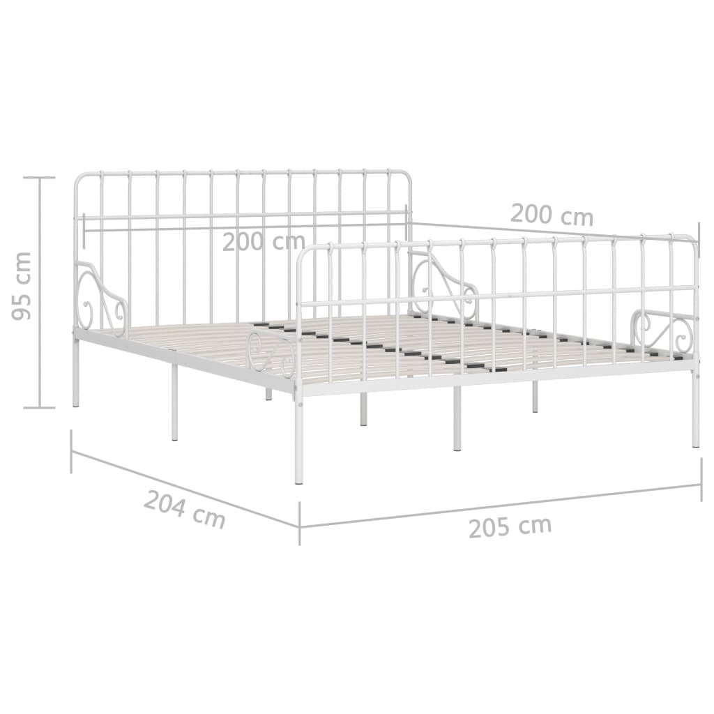 vidaXL Estrutura de cama com estrado de ripas 90x200 cm metal branco