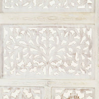 vidaXL Biombo esculp. mão 4 painéis 160x165cm mangueira maciça branco