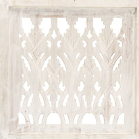vidaXL Biombo esculp. mão 3 painéis 120x165 cm mangueira maciça branco