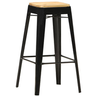 vidaXL Bancos de bar 4 pcs madeira de mangueira maciça preto