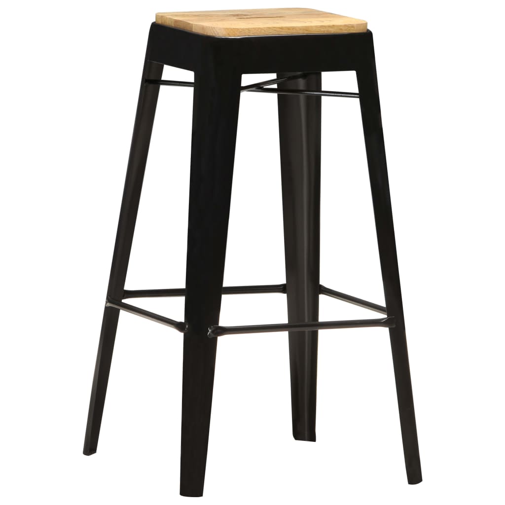 vidaXL Bancos de bar 4 pcs madeira de mangueira maciça preto