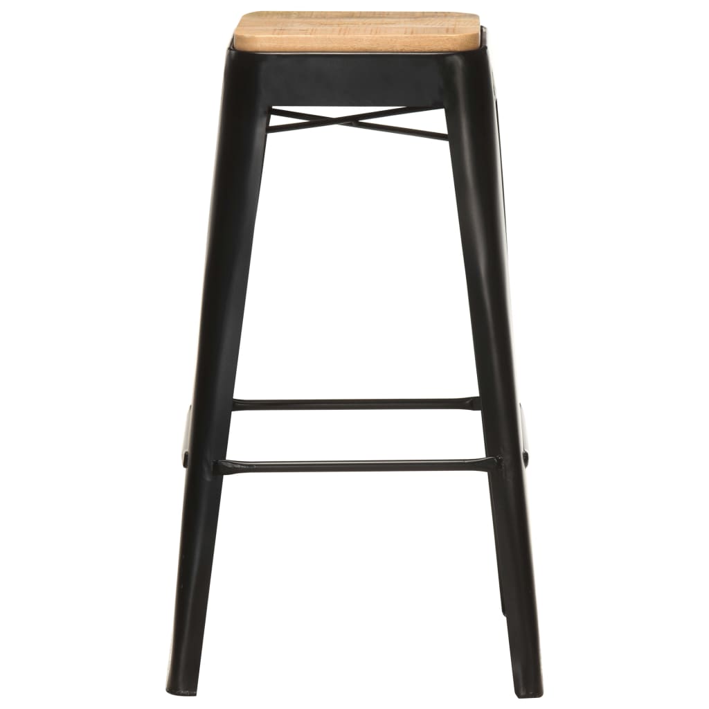 vidaXL Bancos de bar 4 pcs madeira de mangueira maciça preto