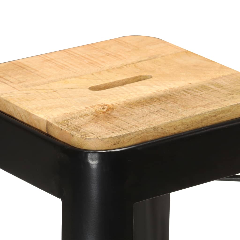 vidaXL Bancos de bar 4 pcs madeira de mangueira maciça preto
