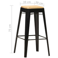 vidaXL Bancos de bar 4 pcs madeira de mangueira maciça preto