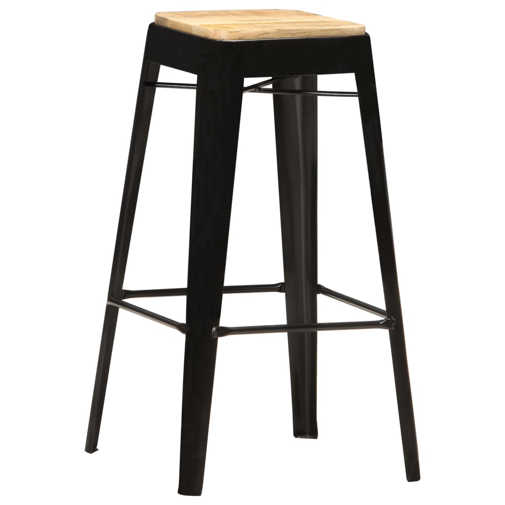 vidaXL Bancos de bar 4 pcs madeira de mangueira maciça preto