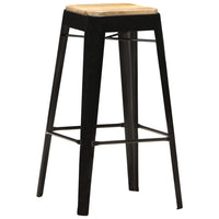 vidaXL Bancos de bar 4 pcs madeira de mangueira maciça preto